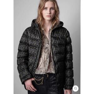 Zadig & Voltaire Puffer Jacket Womens Small Logo Streetwear Y2K
